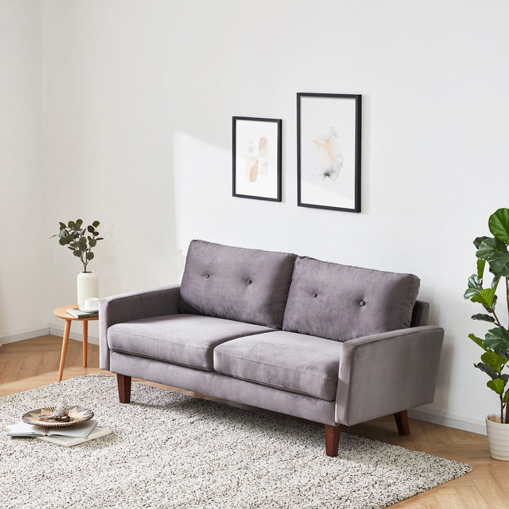 Jorge Velvet Sofa With Tufted Back Cushions