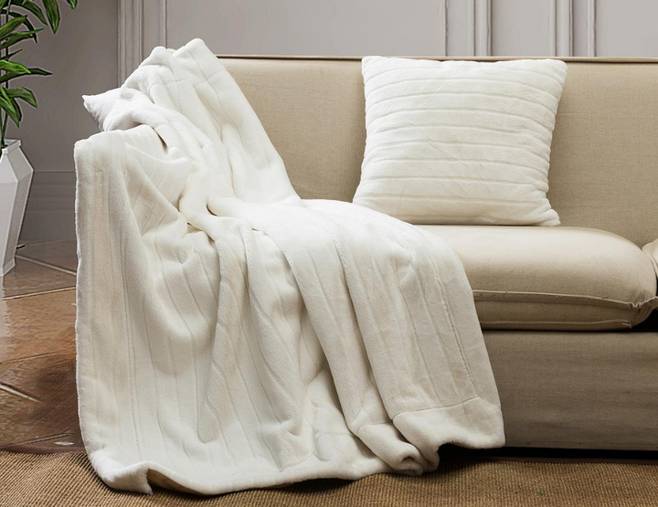 Striped Cut Fur Throw